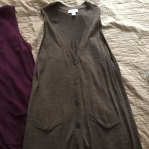 2 Loft sleeveless cardigans